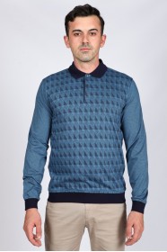 BLUE COLOR LONG SLEEVE MERCERIZED POLO TSHIRT