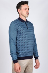 BLUE COLOR LONG SLEEVE MERCERIZED POLO TSHIRT
