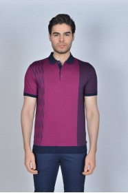 CHERRY COLOR, SHORT SLEEVE, MADE OF SPECIAL MERCERIZED FABRIC, POLO COLLAR, SNAP-BUTTON FASTENING , CLASSIC T-SHIRT.