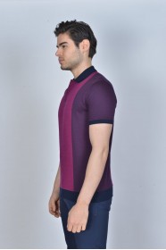 CHERRY COLOR, SHORT SLEEVE, MADE OF SPECIAL MERCERIZED FABRIC, POLO COLLAR, SNAP-BUTTON FASTENING , CLASSIC T-SHIRT.