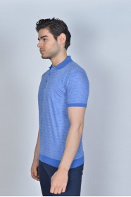 LIGHT BLUE COLORED, SHORT SLEEVE, MADE OF SPECIAL MERCERIZED FABRIC, POLO COLLAR, SNAP-BUTTON FASTENING , CLASSIC T-SHIRT.