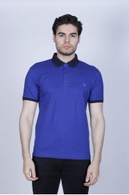 TEXTURED POLO SHIRT. ICEBLUE