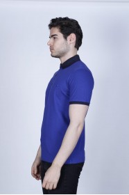 TEXTURED POLO SHIRT. ICEBLUE