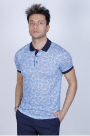 BLUE COLOR, SHORT SLEEVE, REGULAR-FIT, POLO T-SHIRT.