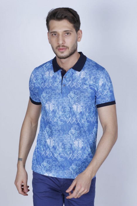 INDIGO COLOR, SHORT SLEEVE, REGULAR-FIT, POLO T-SHIRT.