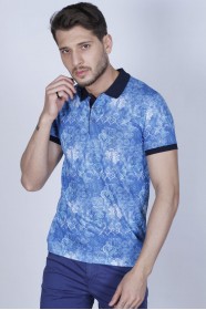 INDIGO COLOR, SHORT SLEEVE, REGULAR-FIT, POLO T-SHIRT.