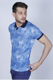 INDIGO COLOR, SHORT SLEEVE, REGULAR-FIT, POLO T-SHIRT.