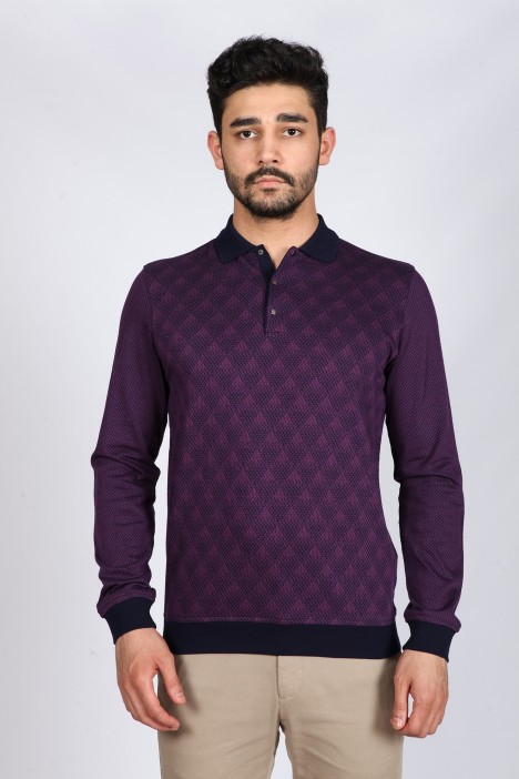 PURPLE COLOR LONG SLEEVE MERCERIZED POLO TSHIRT