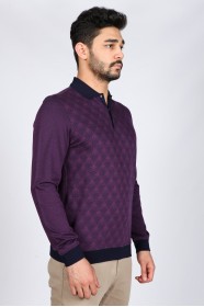 PURPLE COLOR LONG SLEEVE MERCERIZED POLO TSHIRT