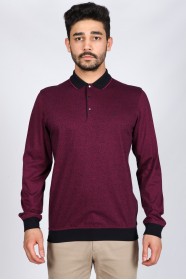 CHERRY COLOR LONG SLEEVE MERCERIZED POLO TSHIRT