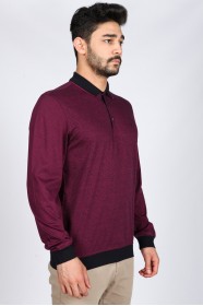 CHERRY COLOR LONG SLEEVE MERCERIZED POLO TSHIRT