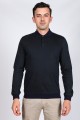 INDIGO COLOR LONG SLEEVE MERCERIZED POLO TSHIRT