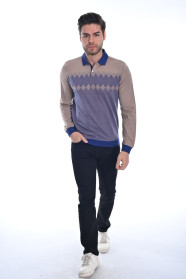 BEİGE COLOR LONG SLEEVE MERCERIZED POLO TSHIRT