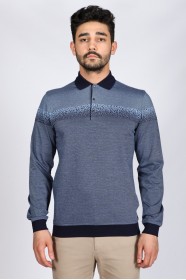 BLUE COLOR LONG SLEEVE MERCERIZED POLO TSHIRT