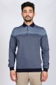 INDIGO COLOR LONG SLEEVE MERCERIZED POLO TSHIRT