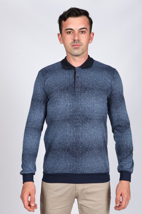 ﻿Long Sleeve Polo Neck T-Shirt Laci-Open indigo
