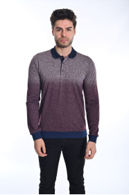 BORDEAUX - GREY TEXTURED BASIC POLO T-SHIRT