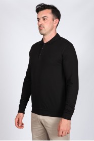 BLACK COLOR POLO T-SHIRT WITH LYCRA AND COTTON COLLAR