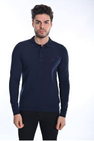 NAVY BLUE COLOR POLO T-SHIRT WITH LYCRA AND COTTON COLLAR