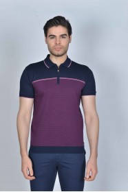 CHERRY COLOR, SHORT SLEEVE, MADE OF SPECIAL MERCERIZED FABRIC, POLO COLLAR, SNAP-BUTTON FASTENING , CLASSIC T-SHIRT.