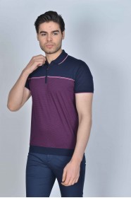 CHERRY COLOR, SHORT SLEEVE, MADE OF SPECIAL MERCERIZED FABRIC, POLO COLLAR, SNAP-BUTTON FASTENING , CLASSIC T-SHIRT.