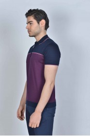 CHERRY COLOR, SHORT SLEEVE, MADE OF SPECIAL MERCERIZED FABRIC, POLO COLLAR, SNAP-BUTTON FASTENING , CLASSIC T-SHIRT.