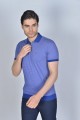 BLUE COLORED, SHORT SLEEVE, MADE OF SPECIAL MERCERIZED FABRIC, POLO COLLAR, SNAP-BUTTON FASTENING , CLASSIC T-SHIRT.