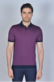 CHERRY COLOR, SHORT SLEEVE, MADE OF SPECIAL MERCERIZED FABRIC, POLO COLLAR, SNAP-BUTTON FASTENING , CLASSIC T-SHIRT.