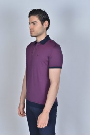 CHERRY COLOR, SHORT SLEEVE, MADE OF SPECIAL MERCERIZED FABRIC, POLO COLLAR, SNAP-BUTTON FASTENING , CLASSIC T-SHIRT.