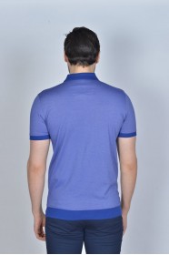 BLUE COLORED, SHORT SLEEVE, MADE OF SPECIAL MERCERIZED FABRIC, POLO COLLAR, SNAP-BUTTON FASTENING , CLASSIC T-SHIRT.
