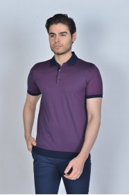 CHERRY COLOR, SHORT SLEEVE, MADE OF SPECIAL MERCERIZED FABRIC, POLO COLLAR, SNAP-BUTTON FASTENING , CLASSIC T-SHIRT.