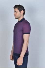 CHERRY COLOR, SHORT SLEEVE, MADE OF SPECIAL MERCERIZED FABRIC, POLO COLLAR, SNAP-BUTTON FASTENING , CLASSIC T-SHIRT.