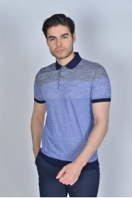 NAVY BLUE COLOR, SHORT SLEEVE, MADE OF SPECIAL MERCERIZED FABRIC, POLO COLLAR, SNAP-BUTTON FASTENING , CLASSIC T-SHIRT.