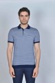 BLUE COLORED, SHORT SLEEVE, MADE OF SPECIAL MERCERIZED FABRIC, POLO COLLAR, SNAP-BUTTON FASTENING , CLASSIC T-SHIRT.