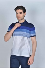 NAVY BLUE COLOR, SHORT SLEEVE, MADE OF SPECIAL MERCERIZED FABRIC, POLO COLLAR, SNAP-BUTTON FASTENING , CLASSIC T-SHIRT.