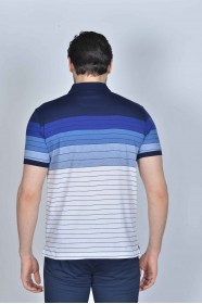 NAVY BLUE COLOR, SHORT SLEEVE, MADE OF SPECIAL MERCERIZED FABRIC, POLO COLLAR, SNAP-BUTTON FASTENING , CLASSIC T-SHIRT.