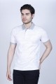GRAY/ WHITE COLOR SHORT SLEEVE POLO NECK COTTON T-SHIRT