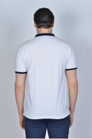 WHITE COLOR, SHORT SLEEVE, POLO NECK, COTTON / LYCRA BLENDED T-SHIRT