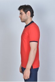 RED COLOR, SHORT SLEEVE, POLO NECK, COTTON / LYCRA BLENDED T-SHIRT