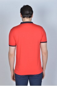 RED COLOR, SHORT SLEEVE, POLO NECK, COTTON / LYCRA BLENDED T-SHIRT