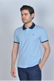 BLUE COLOR, SHORT SLEEVE, POLO NECK, COTTON / LYCRA BLENDED T-SHIRT