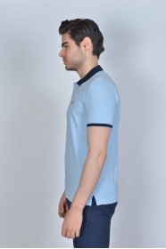BLUE COLOR, SHORT SLEEVE, POLO NECK, COTTON / LYCRA BLENDED T-SHIRT