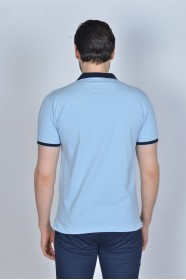 BLUE COLOR, SHORT SLEEVE, POLO NECK, COTTON / LYCRA BLENDED T-SHIRT