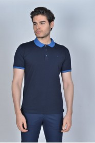 NAVY BLUE COLOR, SHORT SLEEVE, POLO NECK, COTTON / LYCRA BLENDED T-SHIRT