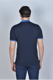 NAVY BLUE COLOR, SHORT SLEEVE, POLO NECK, COTTON / LYCRA BLENDED T-SHIRT