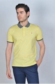 YELLOW COLOR, SHORT SLEEVE, POLO NECK, COTTON / LYCRA BLENDED T-SHIRT