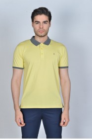 YELLOW COLOR, SHORT SLEEVE, POLO NECK, COTTON / LYCRA BLENDED T-SHIRT