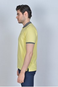 YELLOW COLOR, SHORT SLEEVE, POLO NECK, COTTON / LYCRA BLENDED T-SHIRT