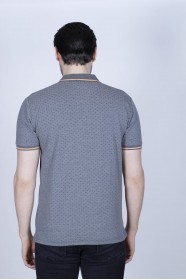 ANTHRACITE COLOR, SHORT SLEEVE, PIQUE POLO T-SHIRT WİTH ASYMMETRIC PATTERN