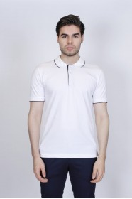 WHITE COLORED, SHORT SLEEVE, COTTON PIKE T-SHIRT WITH LOGO ON THE CHEST